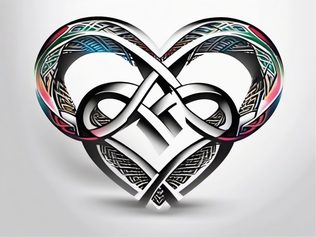 Infinity symbol heart tattoo, Love's infinity, where the heart and the symbol combine to prove its boundless existence. , tattoo color art, clean white background