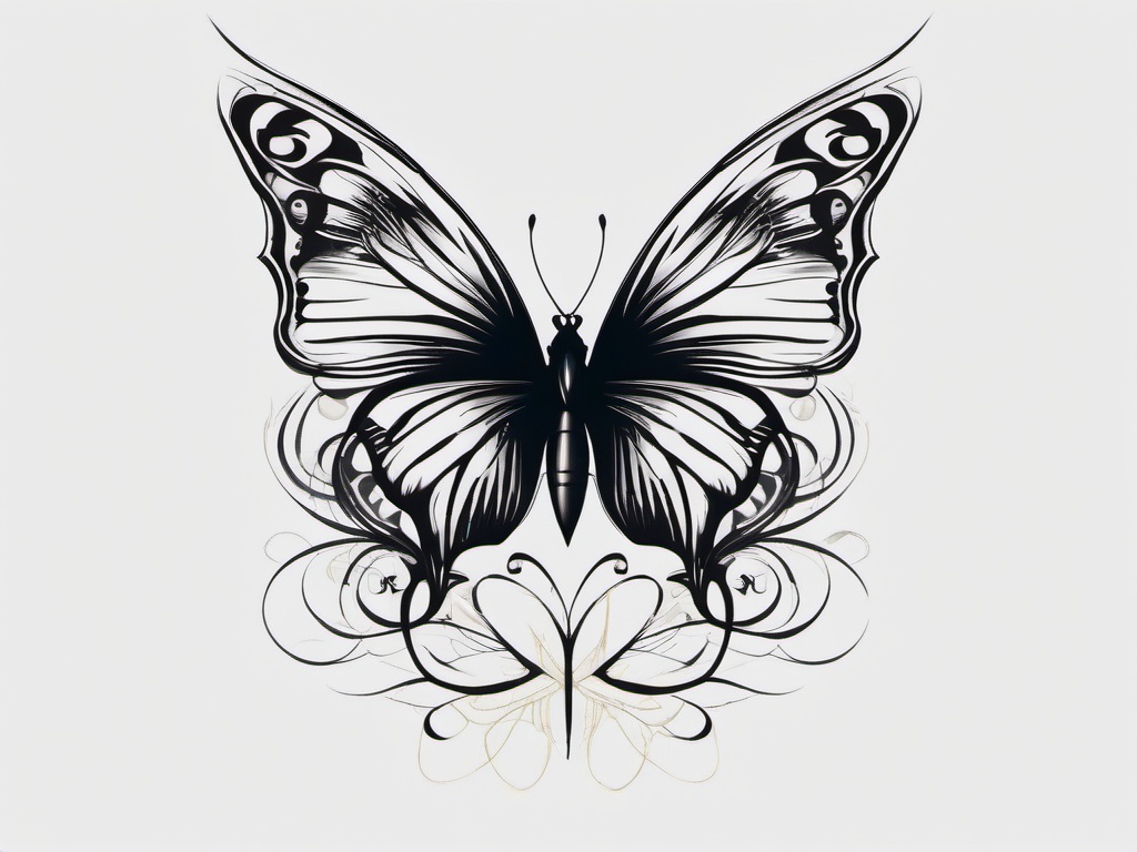 bullet with butterfly wings tattoo  simple color tattoo,white background,minimal