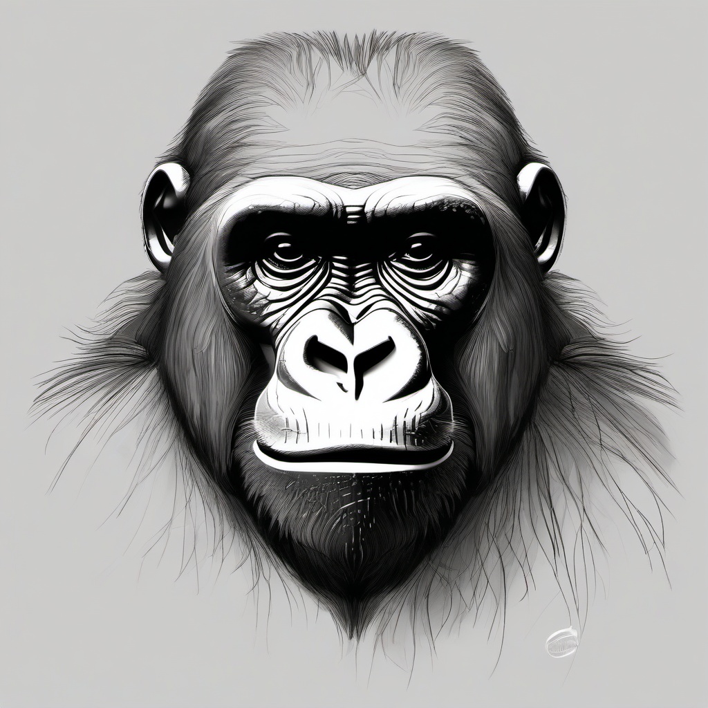 drawing of a gorilla  minimal rough sketch scribbles,doodles,black and white