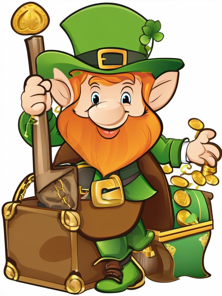 Leprechaun clipart - leprechaun on a treasure hunt  