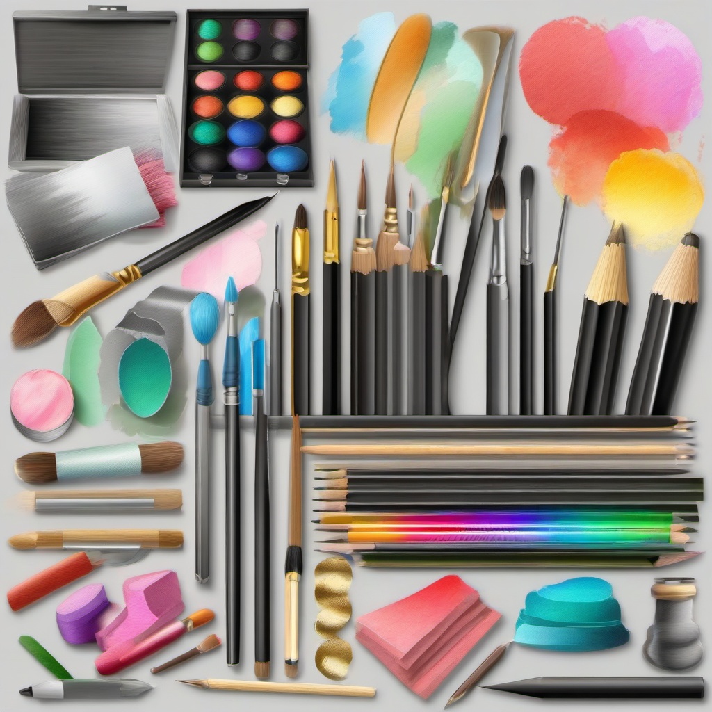 Art clipart - artistic tools like charcoal and pastels  