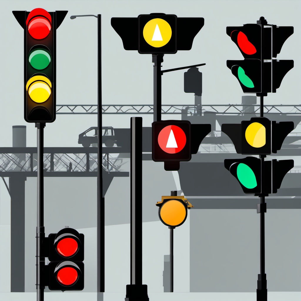 Construction Traffic Lights clipart - Traffic lights at a construction site., ,vector color clipart,minimal