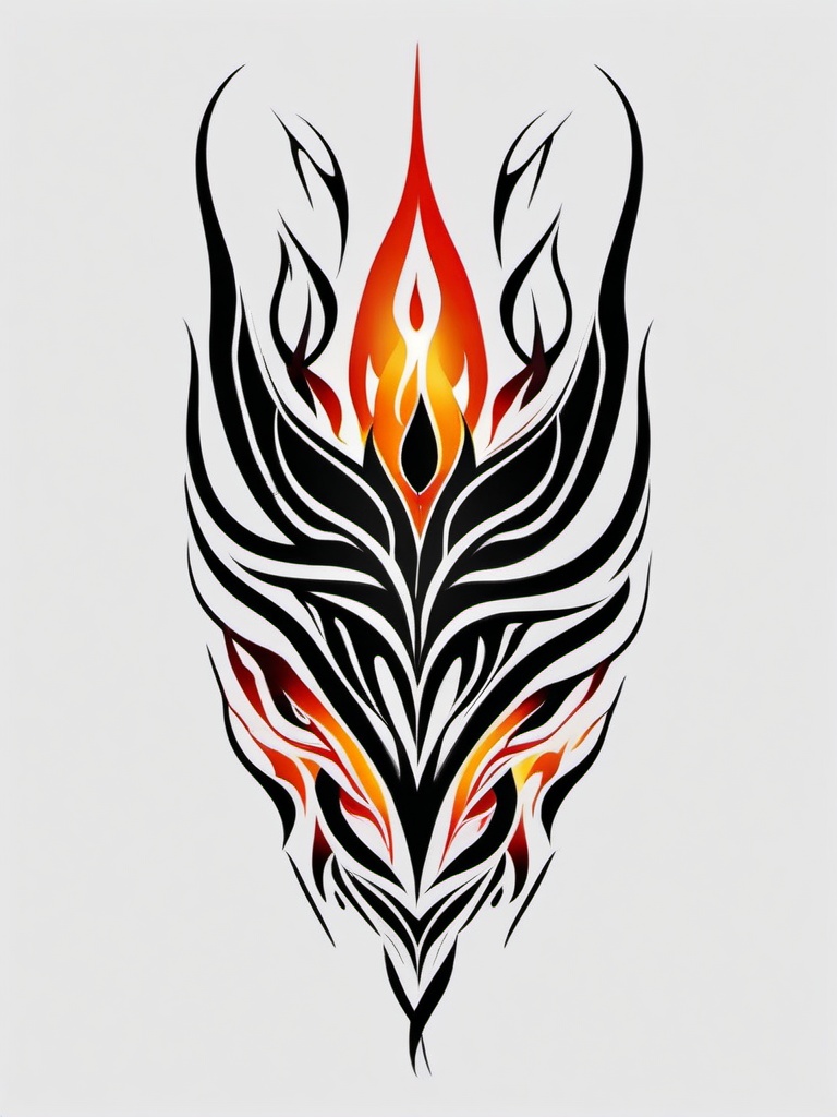 tribal tattoo flames  simple color tattoo,white background