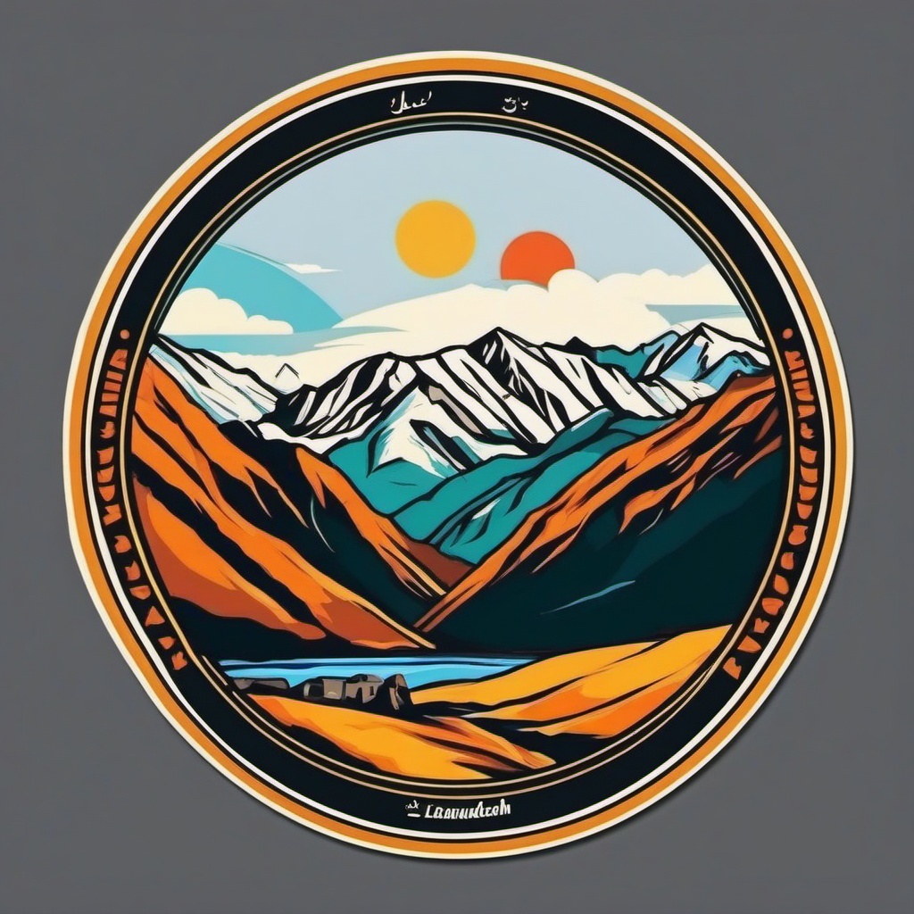 Leh Ladakh sticker- Picturesque region in the Indian state of Jammu and Kashmir, , sticker vector art, minimalist design