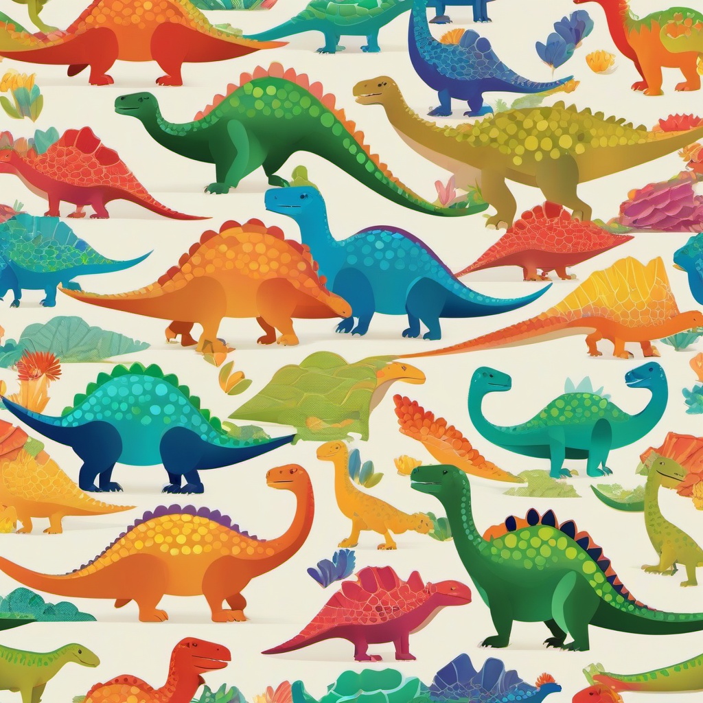 Dino clipart - dinosaur with colorful scales  