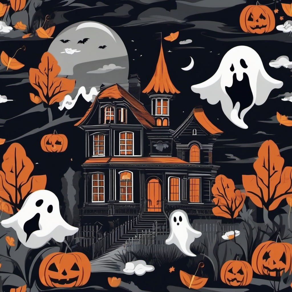 haunted house with ghosts