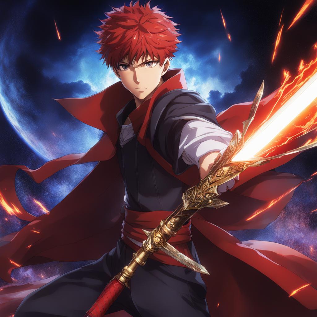 shirou emiya projects powerful weapons with magecraft against mythical creatures. 