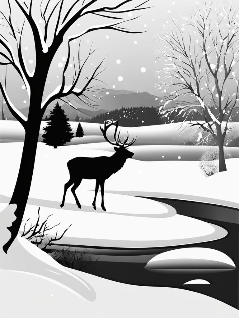 winter clipart black and white 