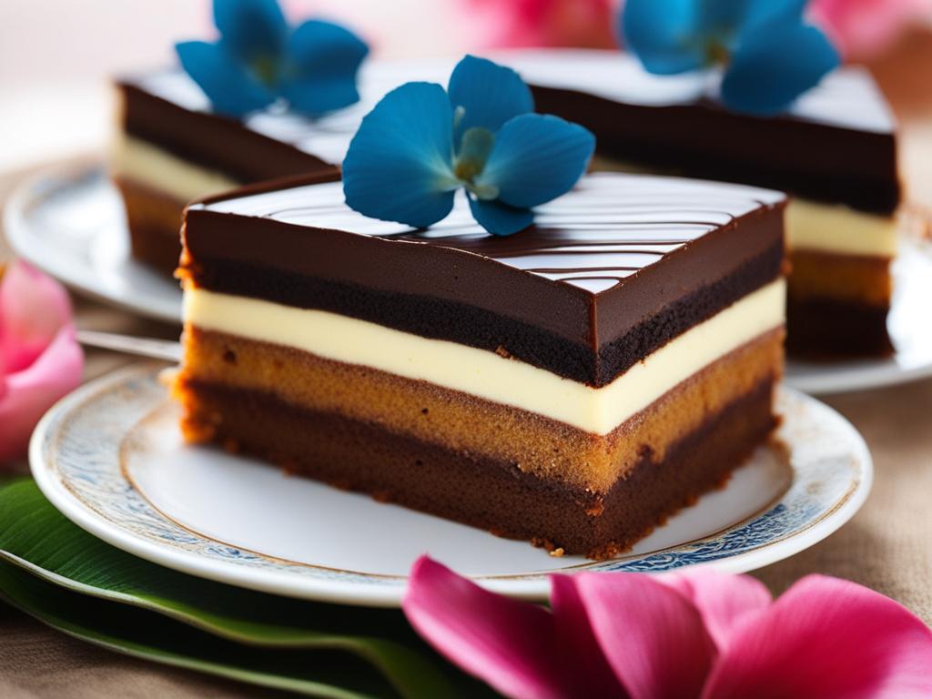 batik cake, a layered indonesian cake with chocolate and vanilla flavors. 