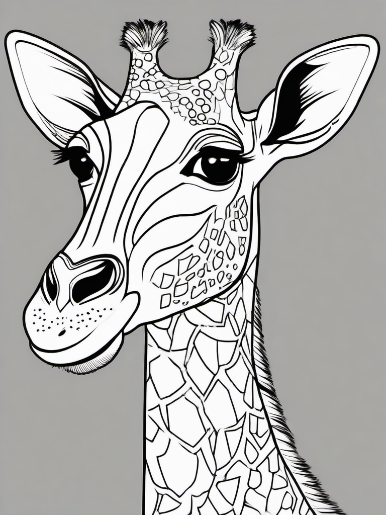 Giraffe Coloring Pages - Giraffe with a magical sparkle in its eyes  simple coloring pages