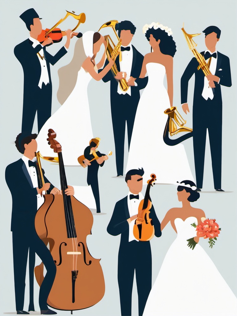 Wedding Music clipart - Musicians at the wedding, ,vector color clipart,minimal