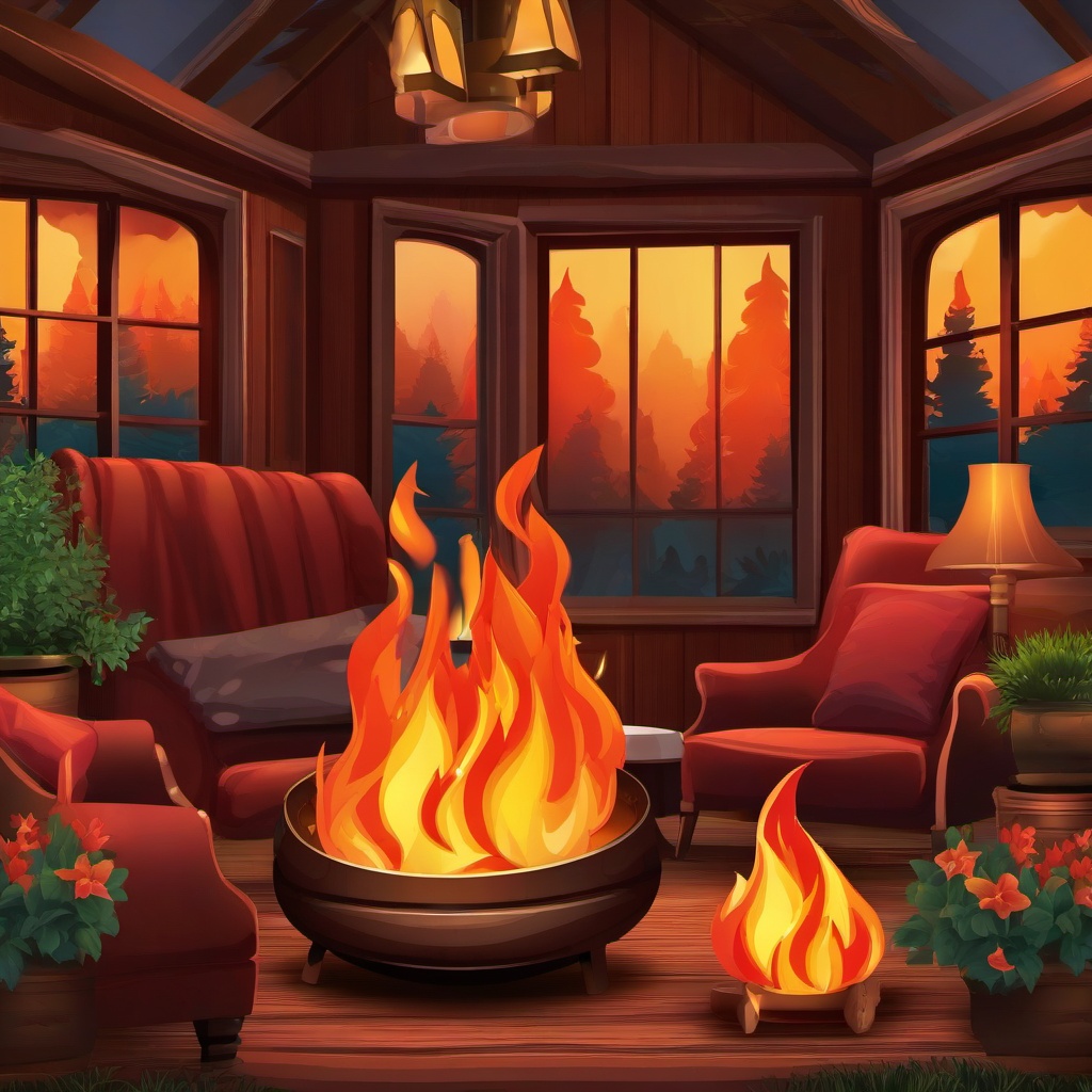 Fire clipart - fire in a cozy setting  