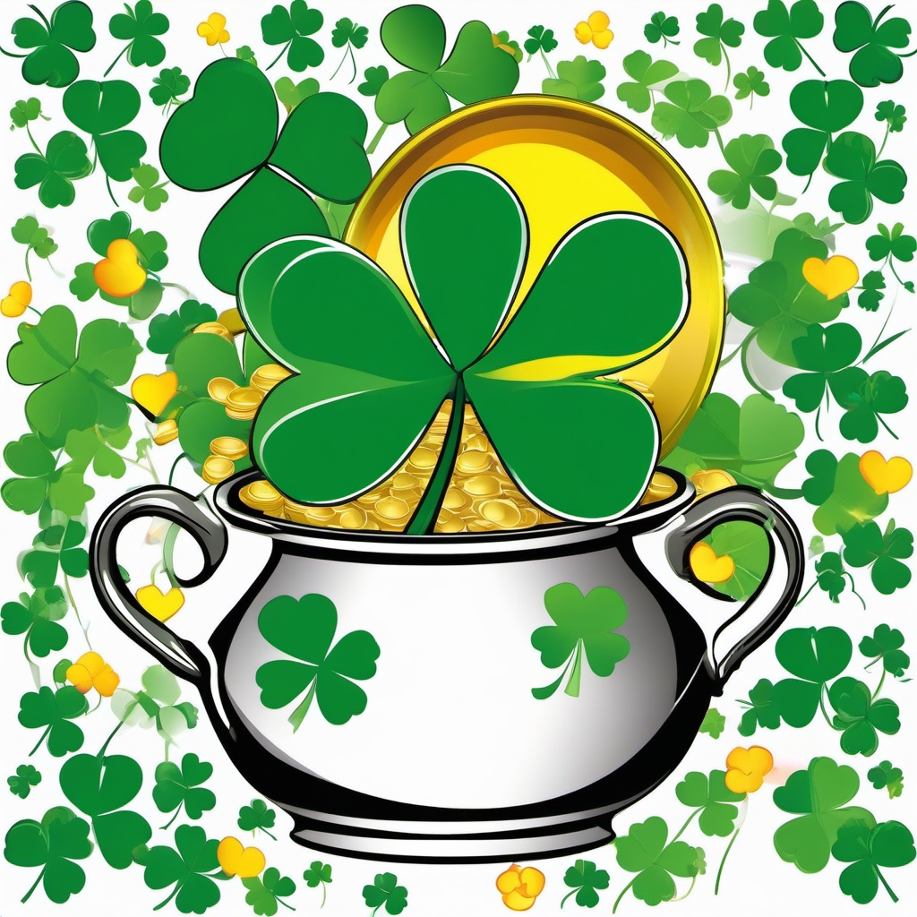 Shamrock clipart - shamrock with a pot of gold  