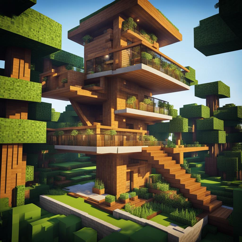 eco-friendly treehouse with solar panels and gardens - minecraft house ideas minecraft block style