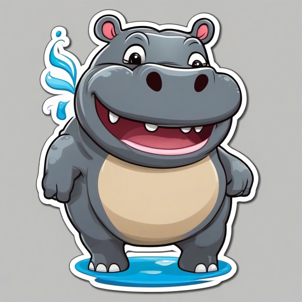 Hippo cartoon - water-loving giant with a big mouth  cartoon sticker style