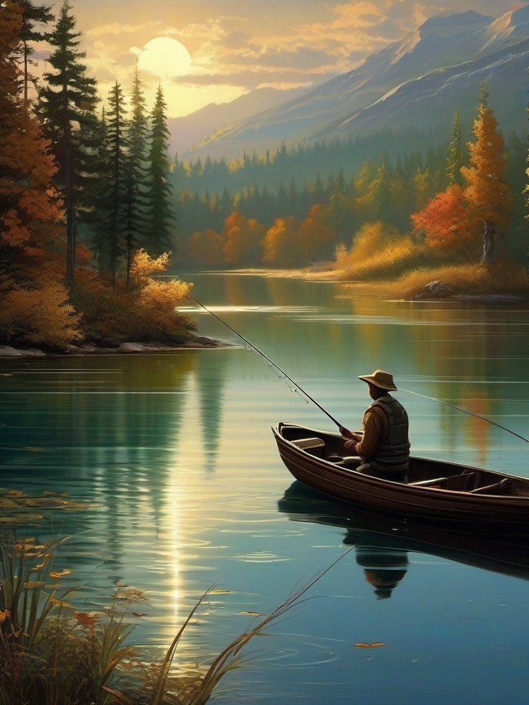 Fishing Wallpaper - Tranquil Fishing at Remote Lake  intricate patterns, splash art, wallpaper art