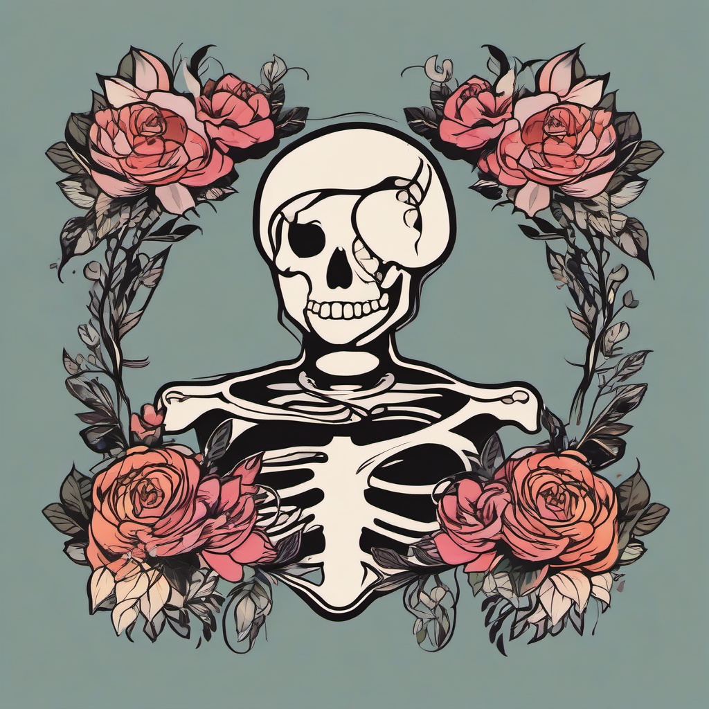 feminine skeleton tattoos  simple vector color tattoo