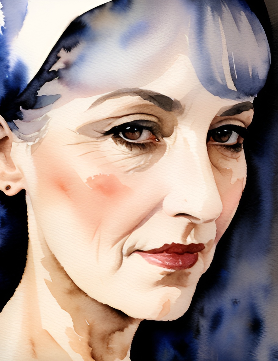 widow. old french woman   in Watercolor style 