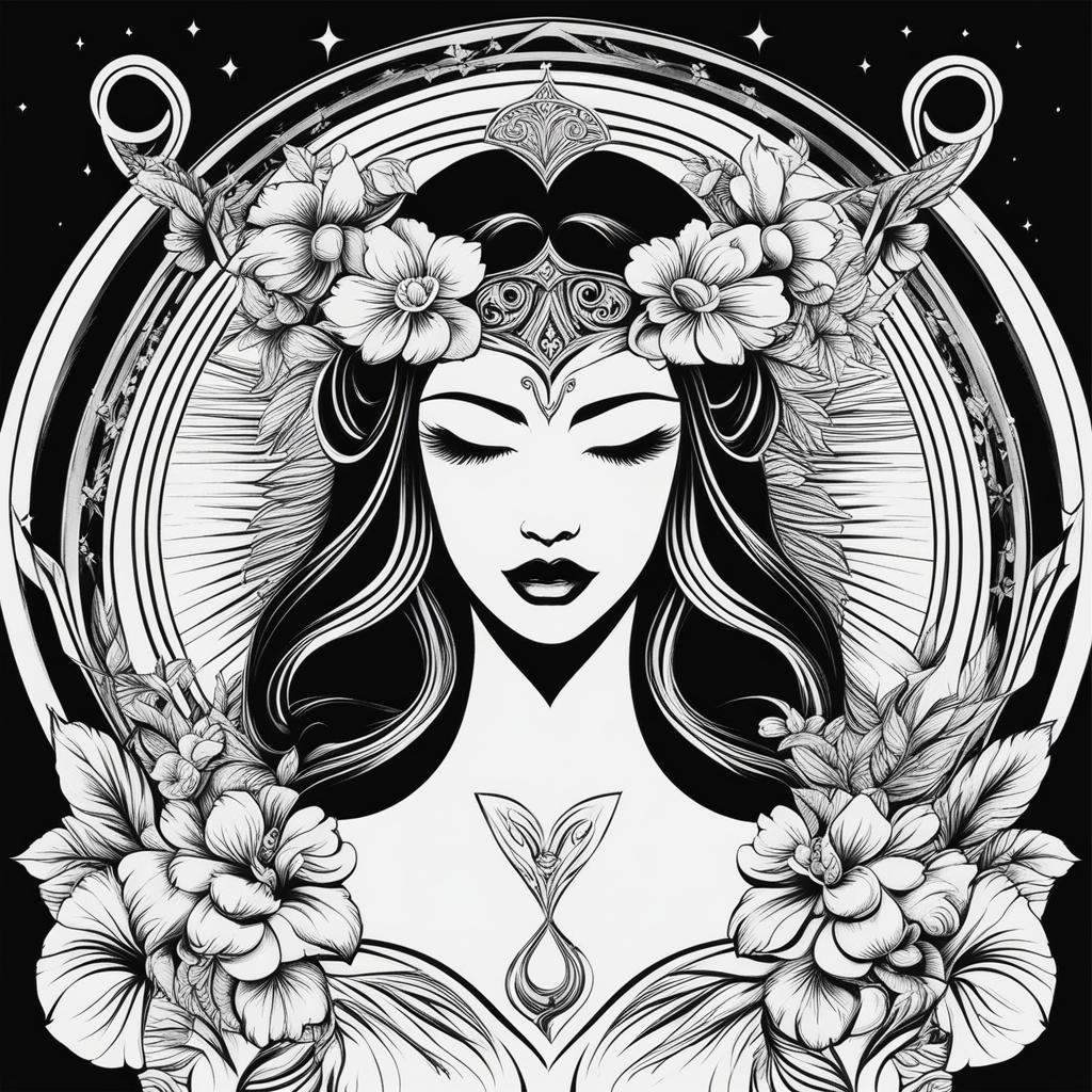 virgo tattoo black and white design 