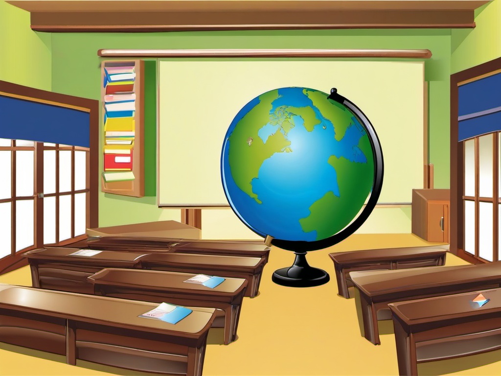 Globe clipart - globe in a classroom setting  clipart