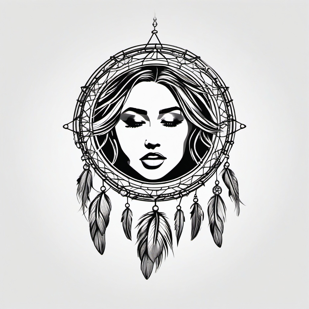 Miley Cyrus Dream Catcher Tattoo - Dream catcher tattoo inspired by Miley Cyrus.  simple vector tattoo,minimalist,white background