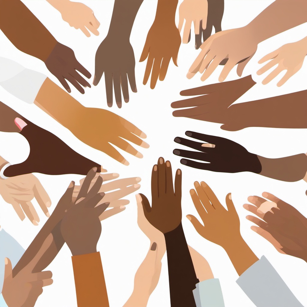 Hands clipart - hands with different skin tones showing diversity  