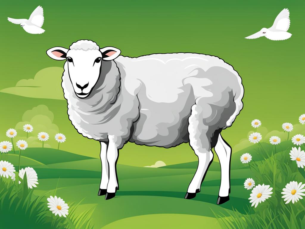 sheep clipart: grazing peacefully in a lush green pasture. 