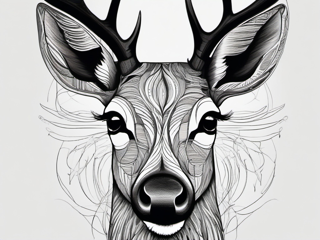 drawing of a deer eye  minimal rough sketch scribbles,doodles,black and white