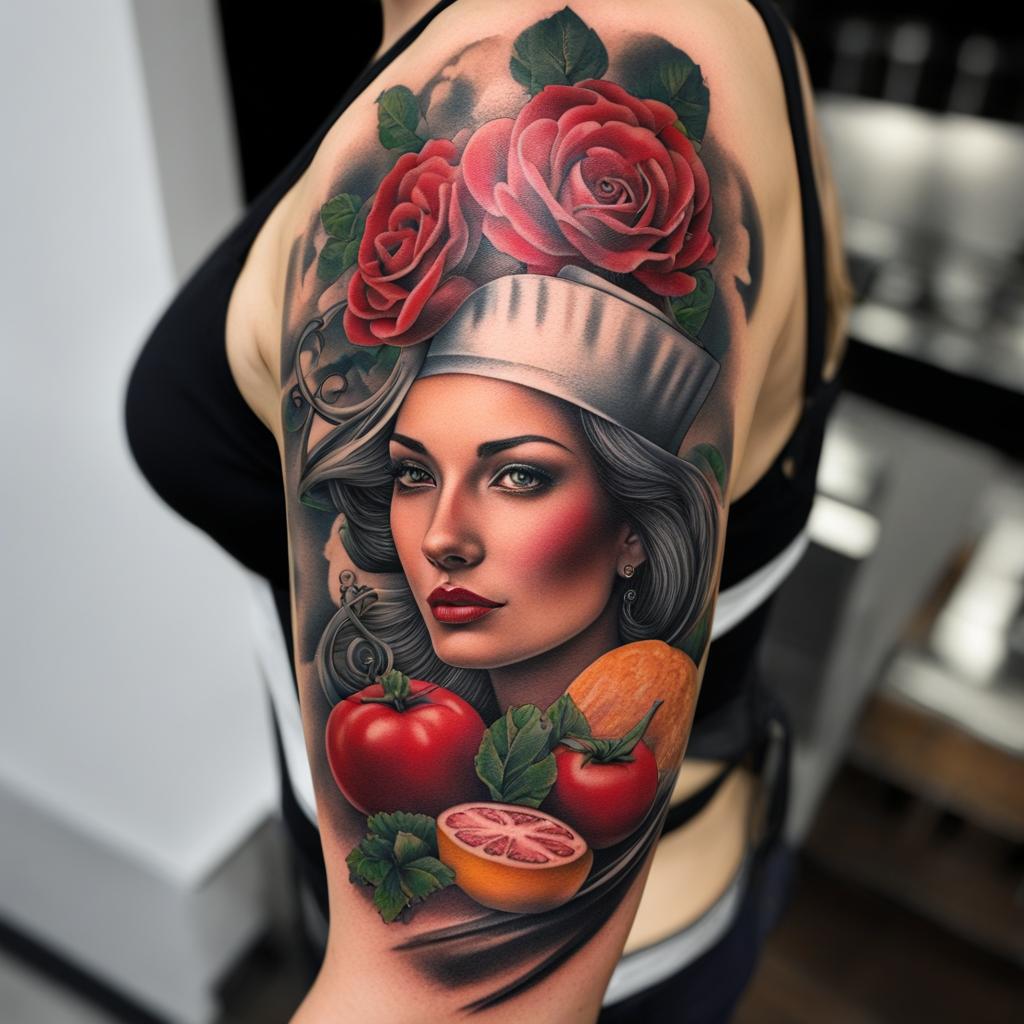 chef tattoo, showcasing a passion for culinary arts and gastronomy. 