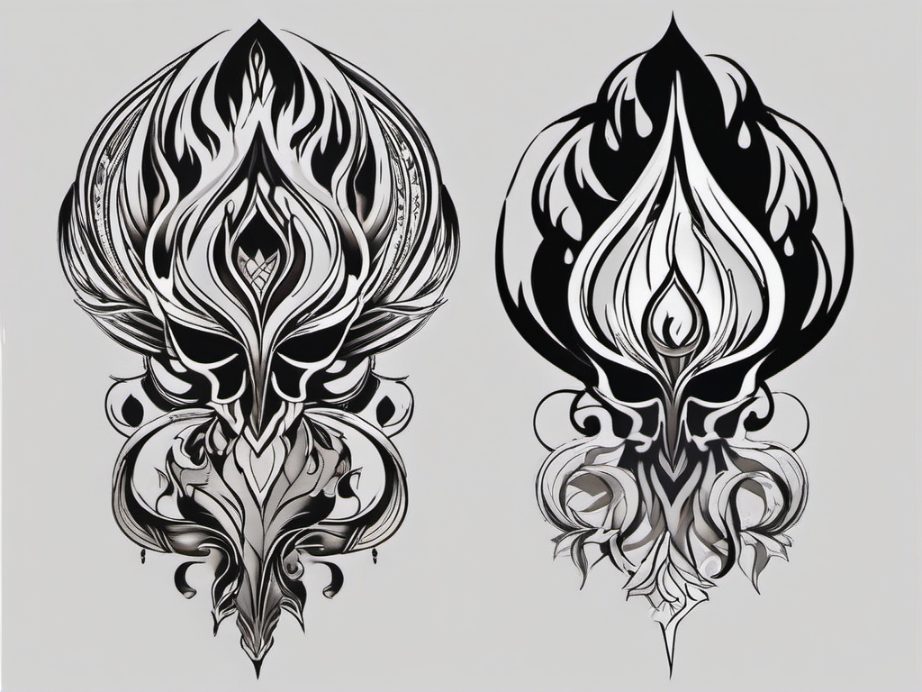 black and gray flame tattoos  simple color tattoo,white background