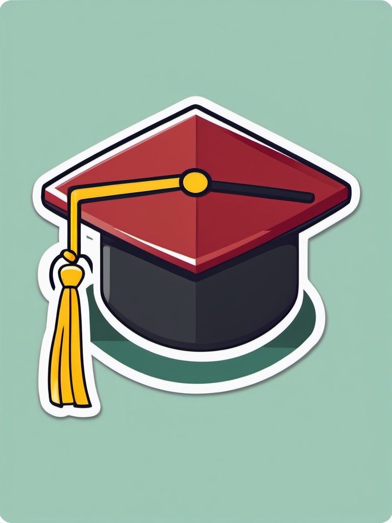 Graduation Cap Emoji Sticker - Academic achievement, , sticker vector art, minimalist design