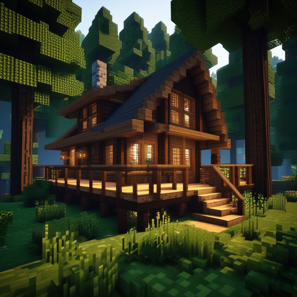 cozy wooden cottage in a dense forest - minecraft house design ideas minecraft block style