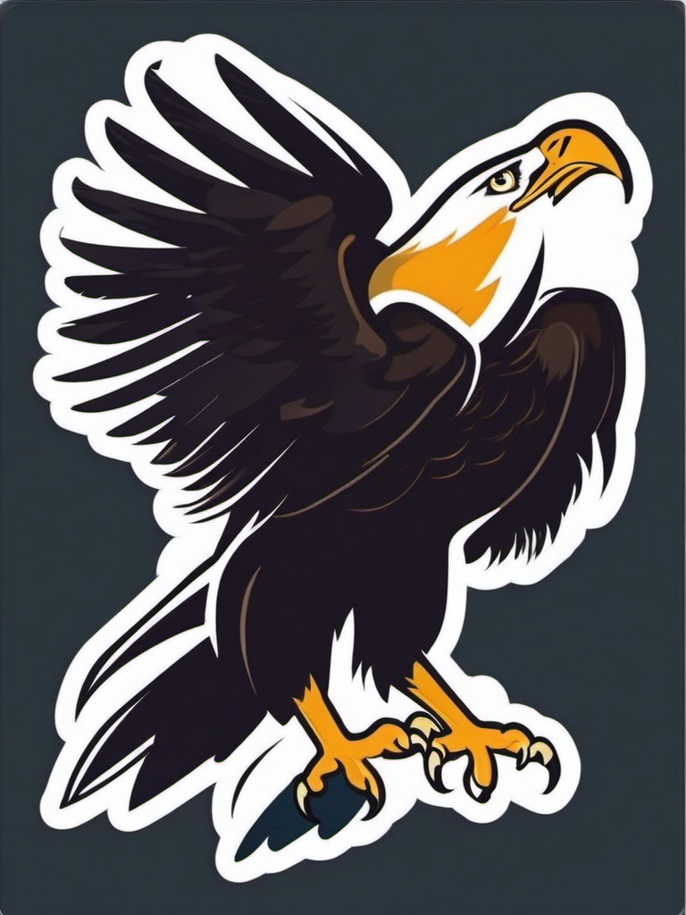 Bald Eagle Sticker - A majestic bald eagle with outspread wings. ,vector color sticker art,minimal