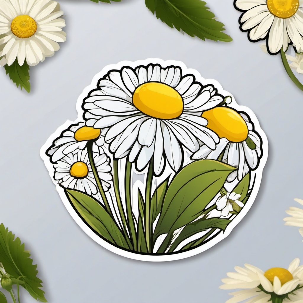 Chamomile Sticker - Embrace tranquility with the soothing and floral notes of chamomile, perfect for herbal infusions, , sticker vector art, minimalist design