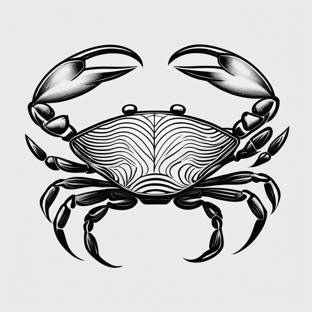 Crab with waves tattoo. Symbolizing the ebb and flow of feelings.  minimalist black white tattoo style