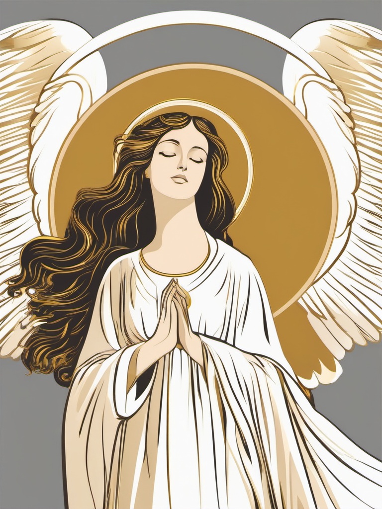 Angel clipart - angel with a golden halo above the head  color,minimalist,vector clipart