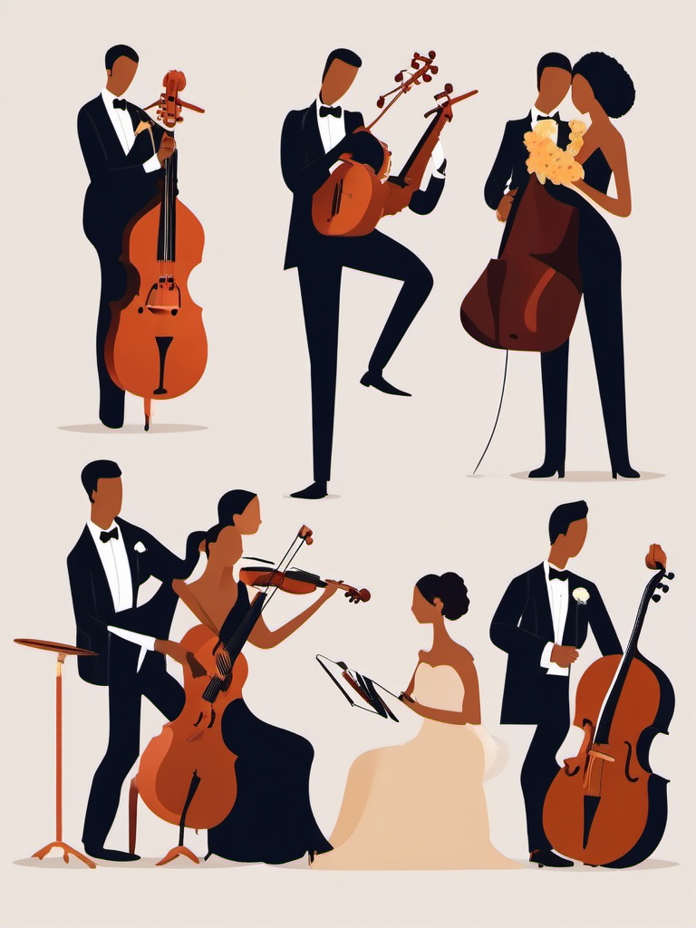 Wedding Music clipart - Musicians at the wedding, ,vector color clipart,minimal