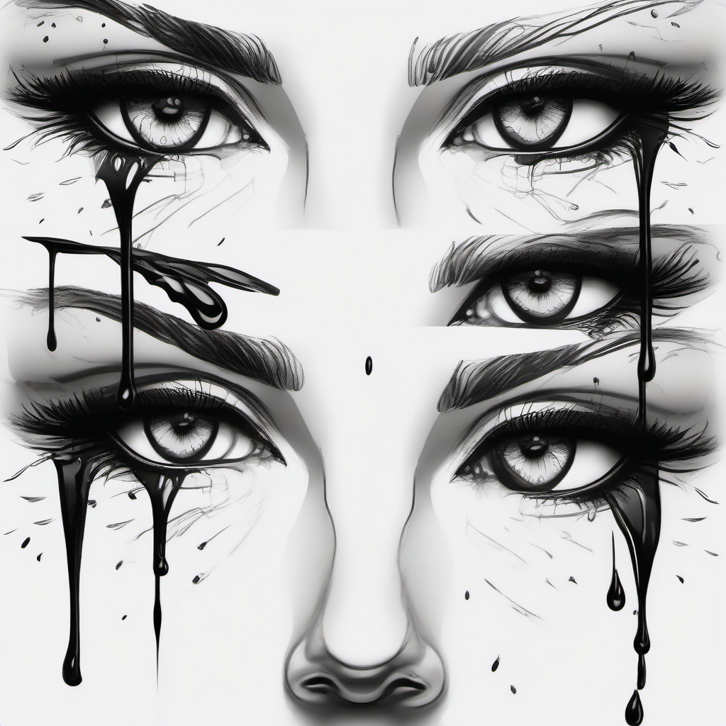 sketch of eyes with tears  minimal rough sketch scribbles,doodles,black and white