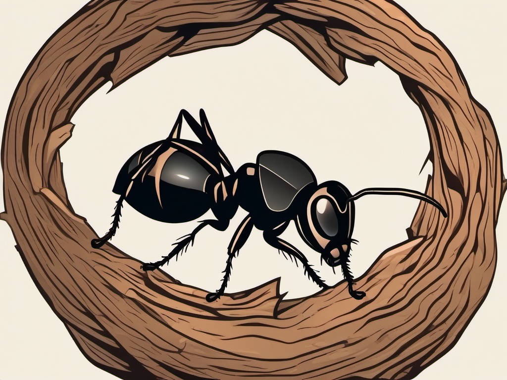 Carpenter Ant Worker Clip Art - A worker carpenter ant in a nest,  color vector clipart, minimal style