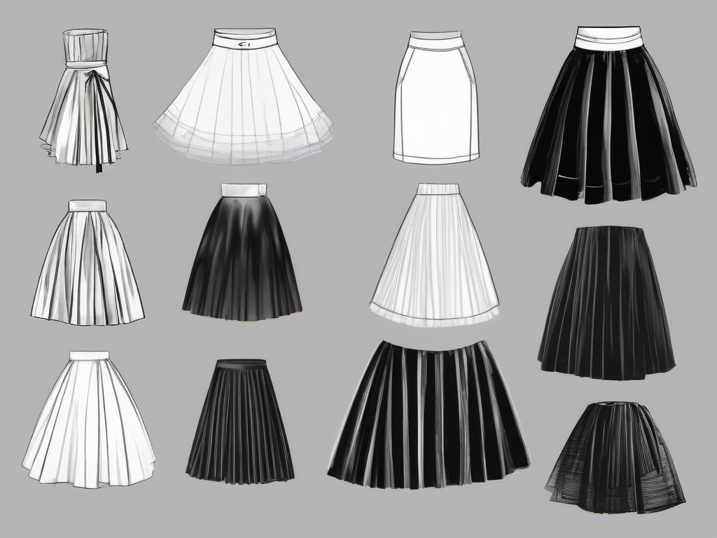 drawing of a skirt  minimal rough scribbles,doodles,black and white