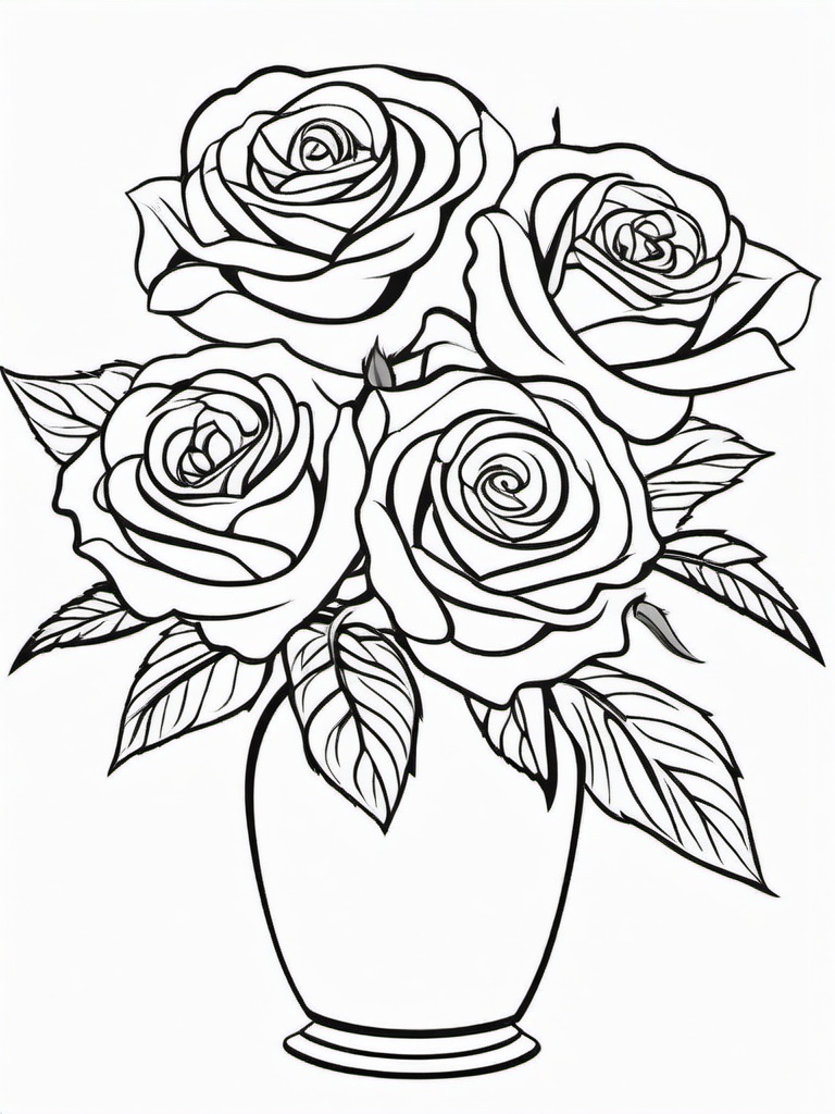 Rose Coloring Pages - Rose in a vase  simple coloring pages