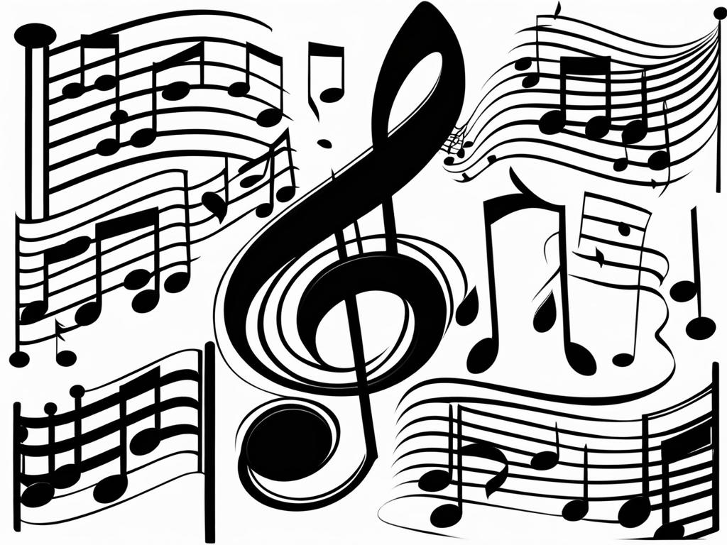 music notes clipart black and white 