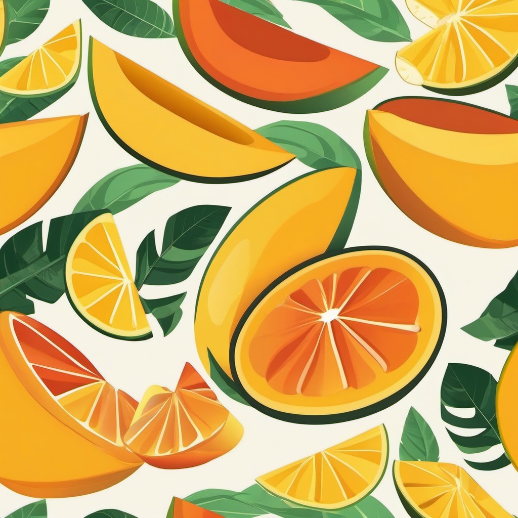 Mango Slices Clipart - Slices of tropical mango fruit.  color vector clipart, minimal style