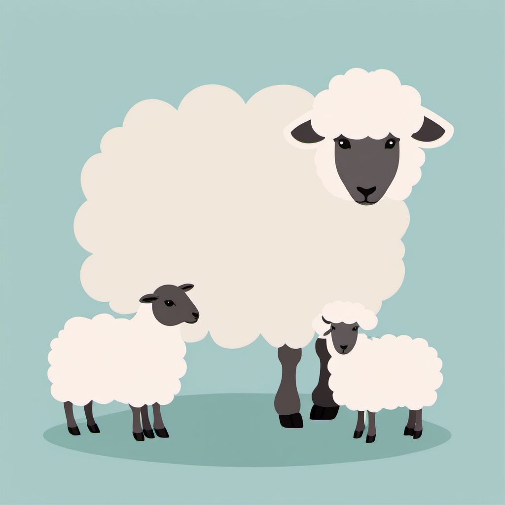 Sheep and Lamb clipart - Ewe with her lamb, ,vector color clipart,minimal