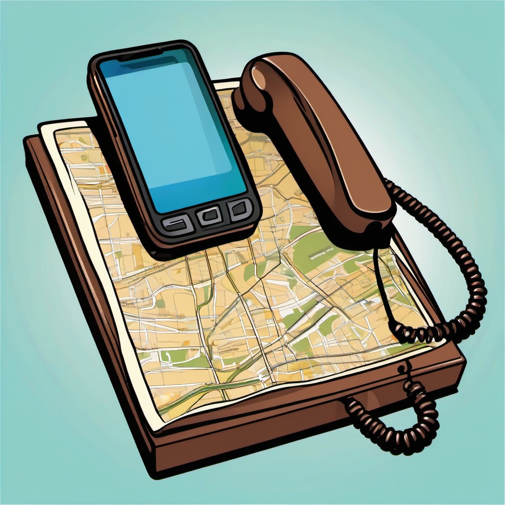 Phone clipart - phone with a map and directions  