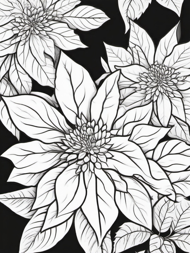 Poinsettia Coloring Pages - Classic Red Christmas Flower  minimal black outline printable sheet, coloring page