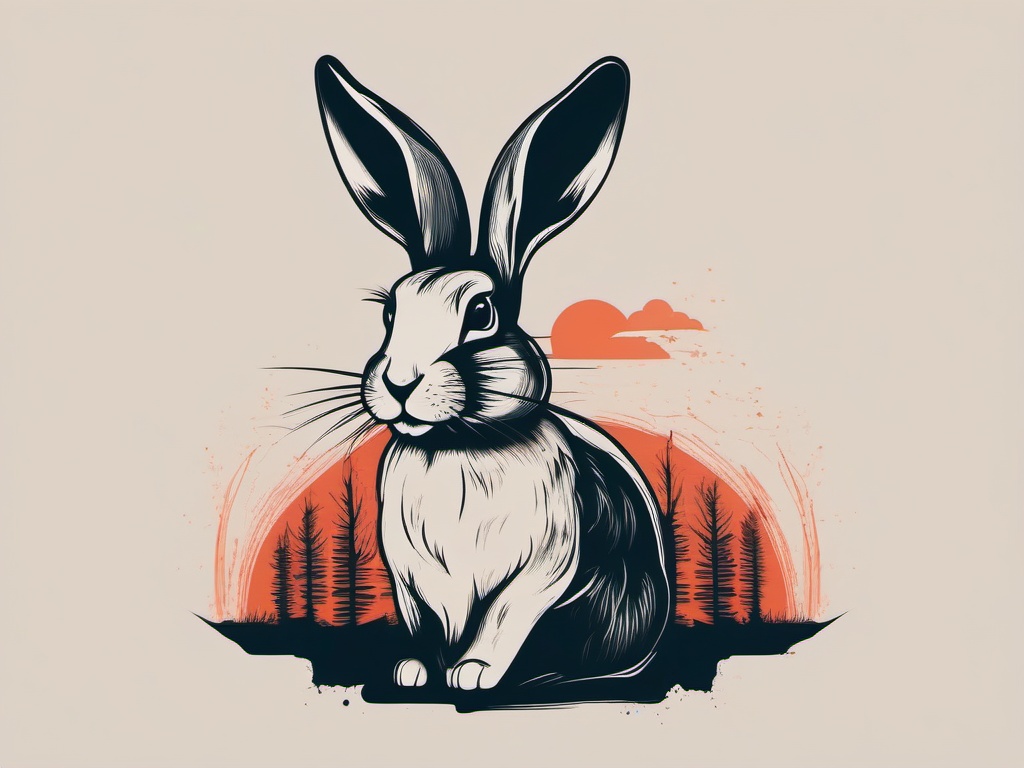 jackie rabbit tattoo  minimalist color tattoo, vector