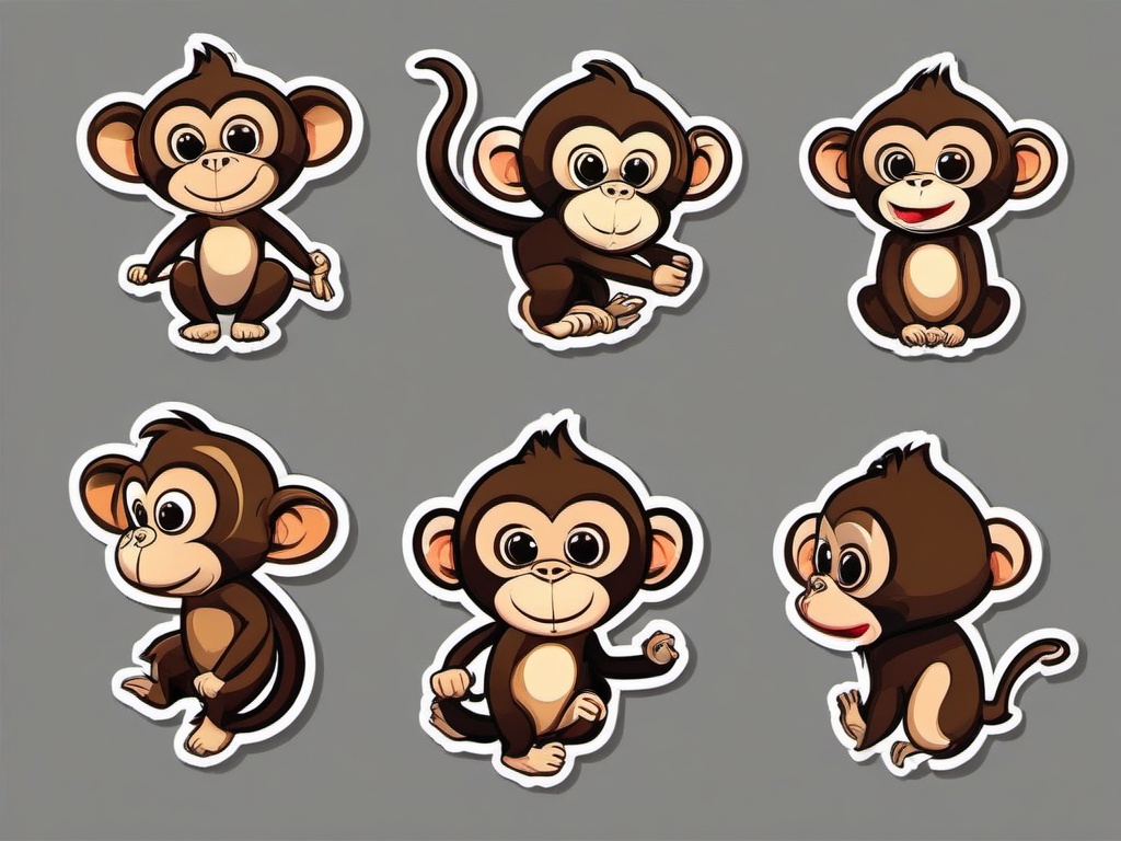 Monkey cartoon - playful primate with a tail  cartoon sticker style