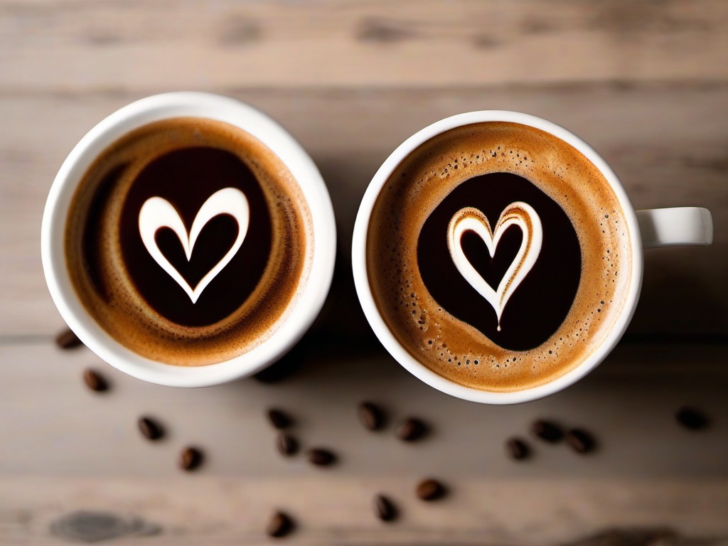 Happy Anniversary image - Coffee cups with heart latte art and Happy Anniversary written above  aesthetic pictures photo