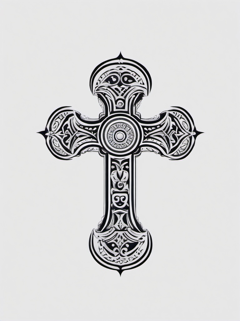 maori cross tattoo  simple color tattoo,minimalist,white background